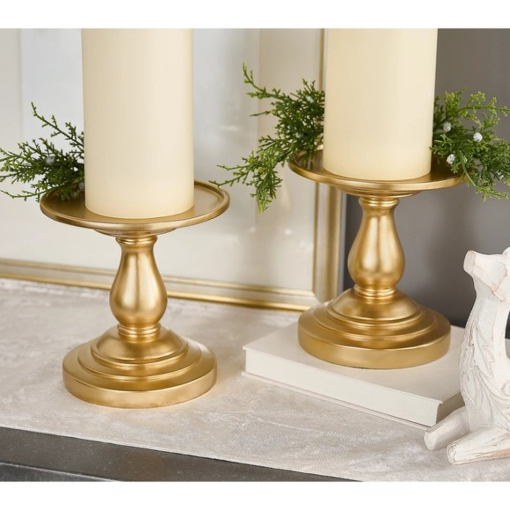 Valerie Parr Hill (Set‎ of 2) Gold 7 Inch Pedestal Lifts Candle Risers